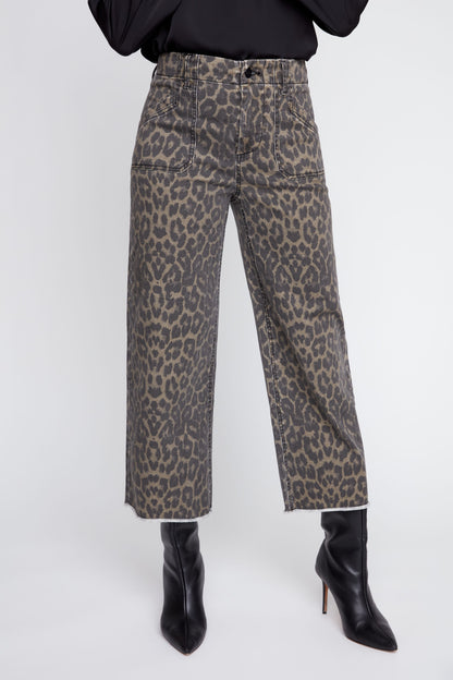 Cropped Wide Leg Printed Pants - Leopard PANTS RENUAR