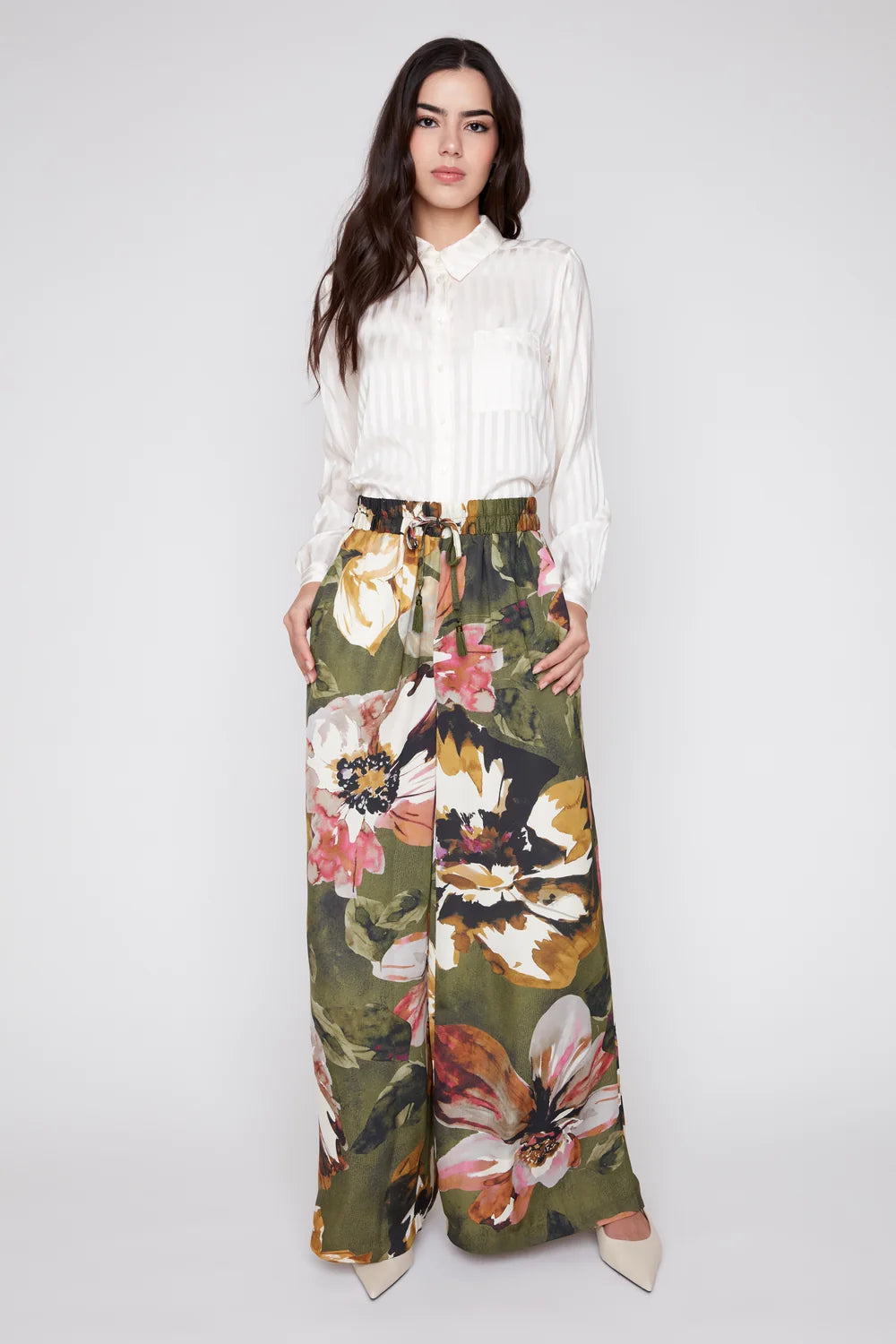 Peonies Satin Luxe Pants
