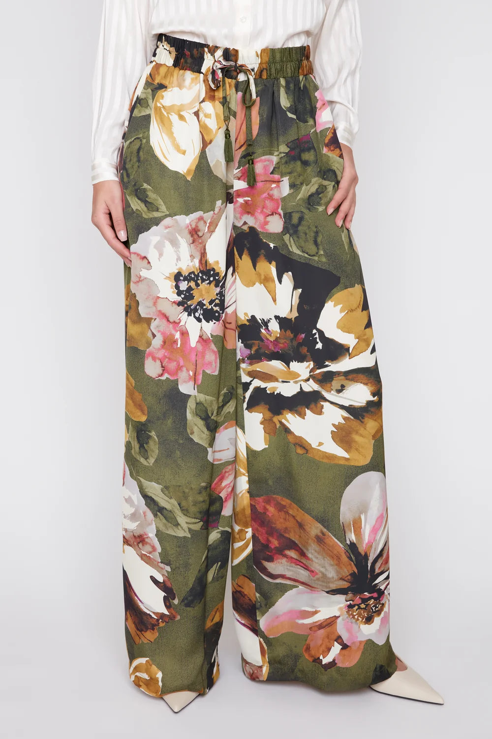 Peonies Satin Luxe Pants