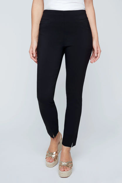 Stretch Pull-On Slim-Ankle Pants - Black