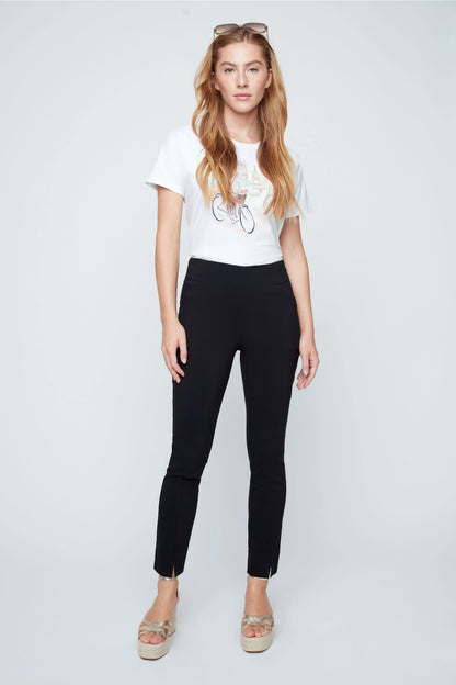 Stretch Pull-On Slim-Ankle Pants - Black