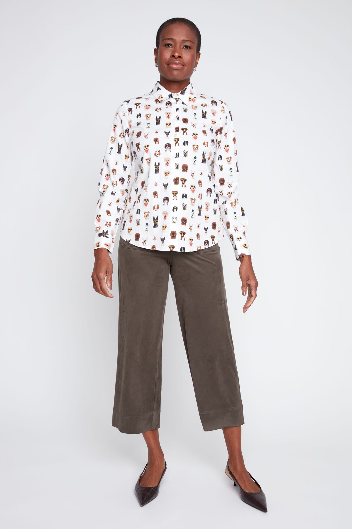 Printed Dogs Crisp Poplin Blouse TOP RENUAR