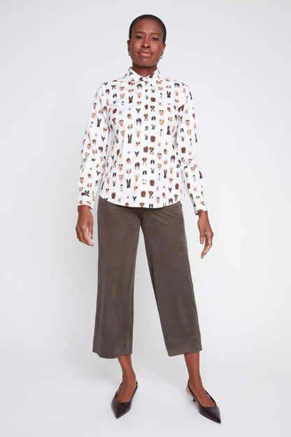 Printed Dogs Crisp Poplin Blouse TOP RENUAR