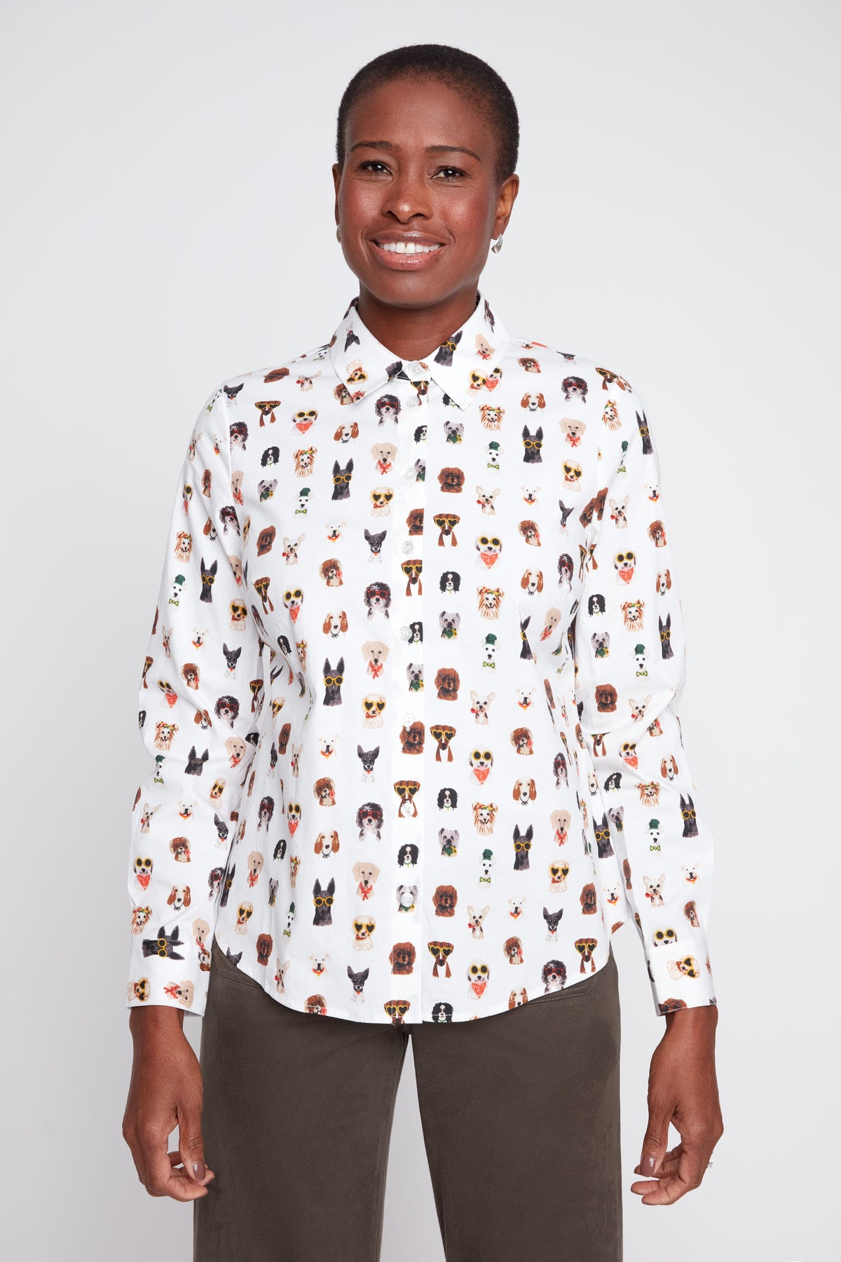 Printed Dogs Crisp Poplin Blouse TOP RENUAR