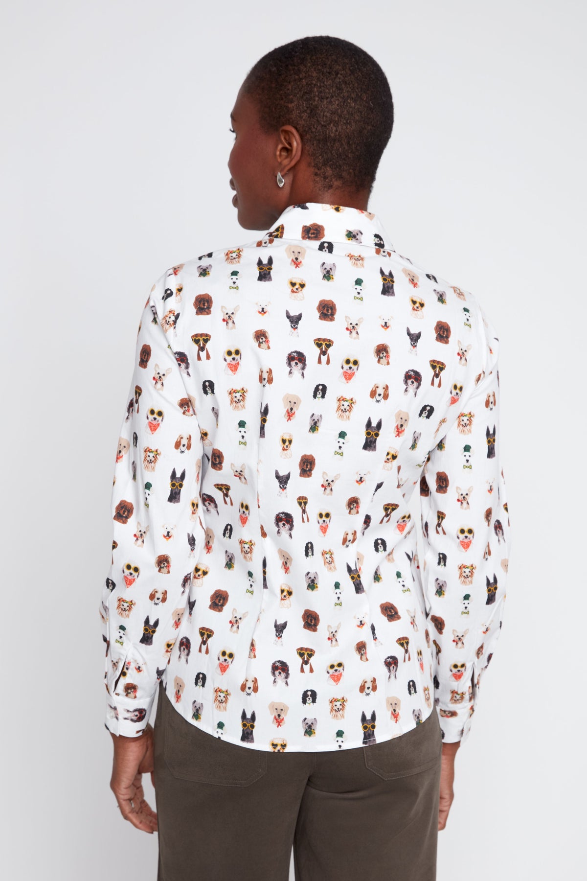Printed Dogs Crisp Poplin Blouse TOP RENUAR