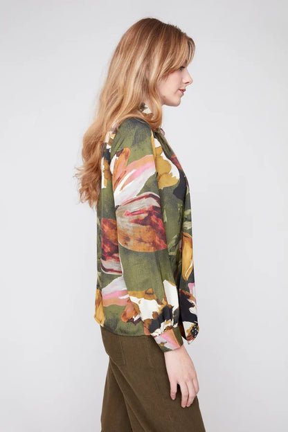 Peonies Satin Luxe Tie Blouse