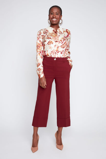 Cropped Straight Cuffed Pants - Cabernet PANTS RENUAR