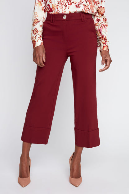 Cropped Straight Cuffed Pants - Cabernet PANTS RENUAR