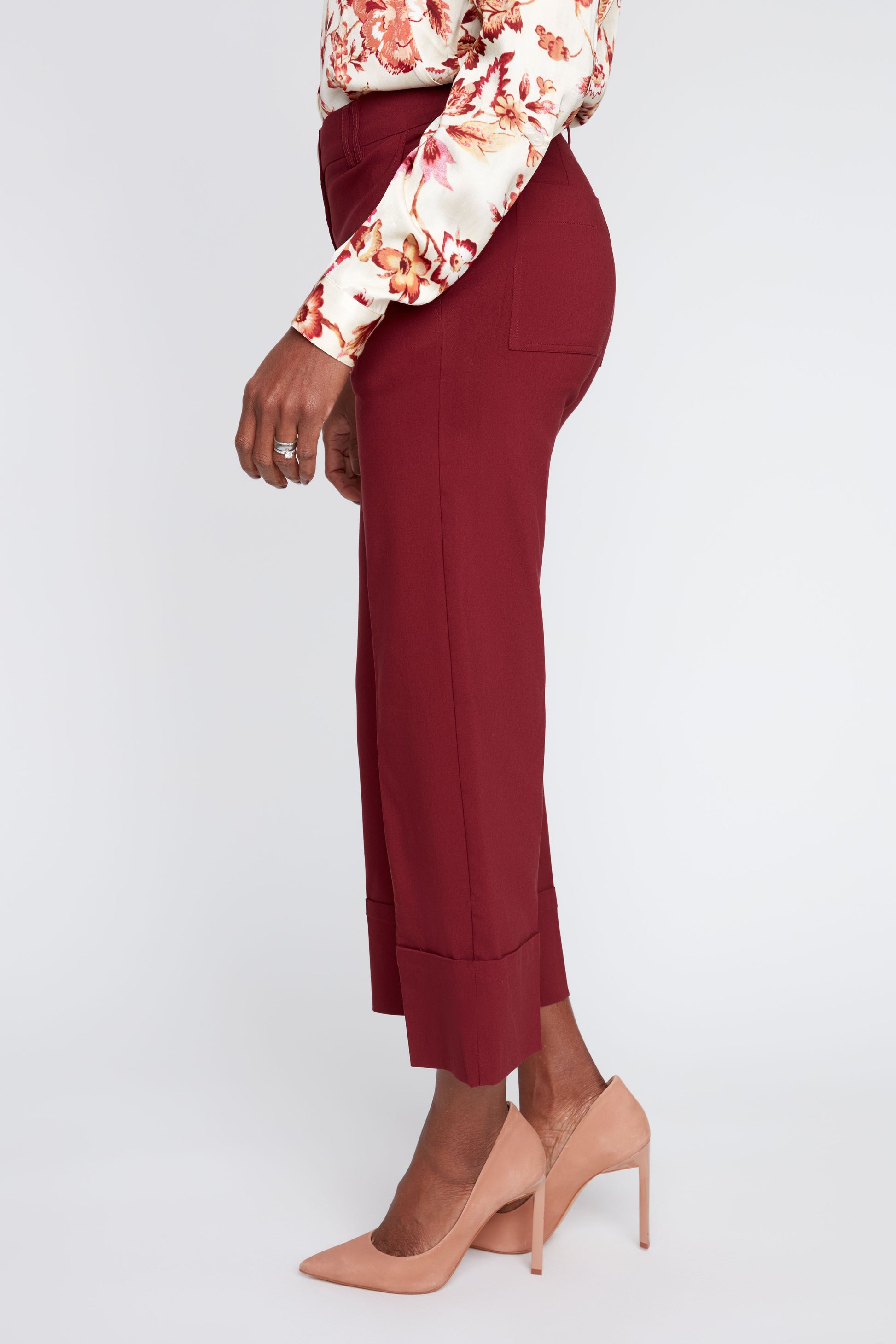 Cropped Straight Cuffed Pants - Cabernet PANTS RENUAR