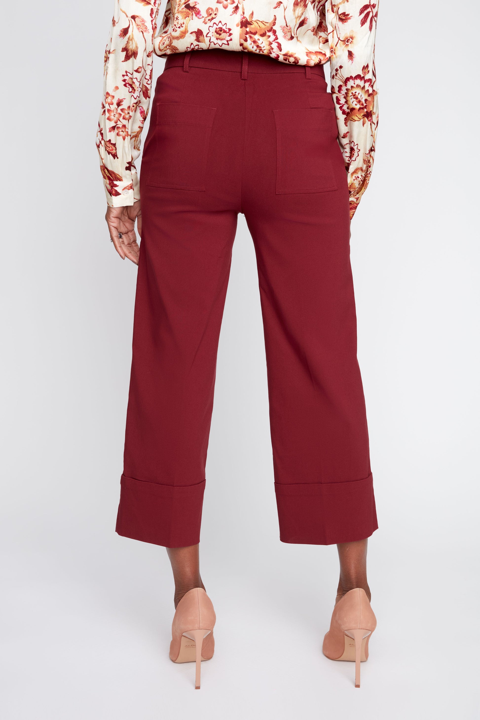 Cropped Straight Cuffed Pants - Cabernet PANTS RENUAR