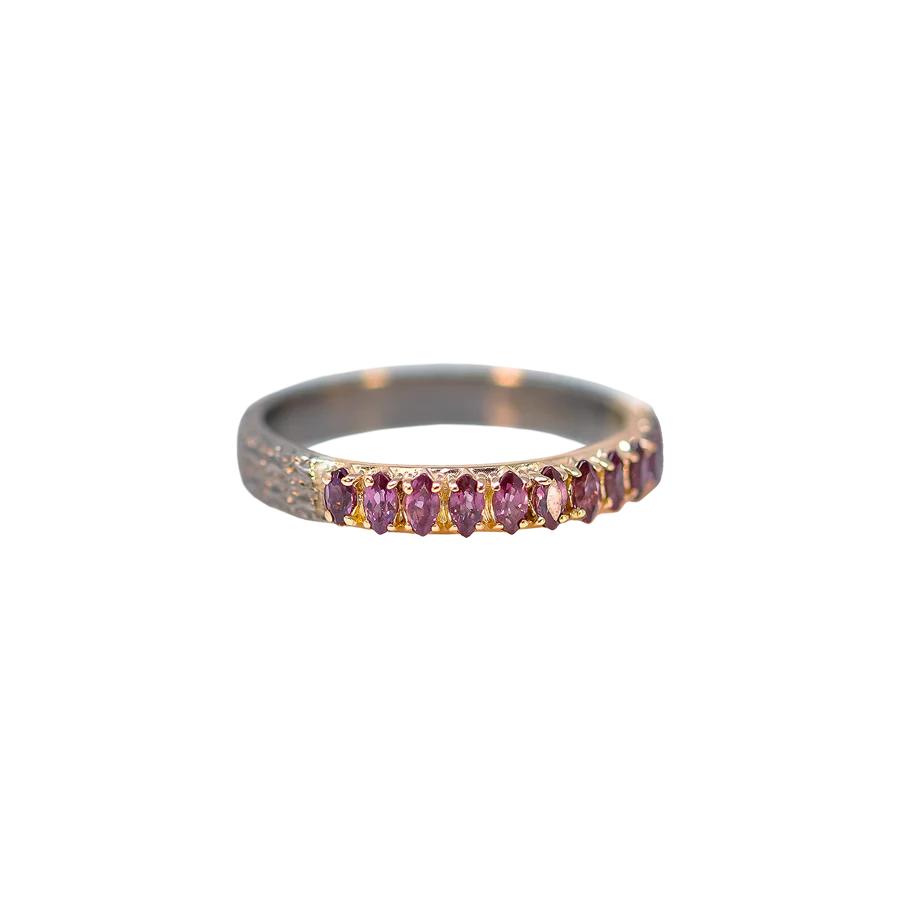 Purple Rhodolite Garnet with Rosegold Marquise Stack Band Ring Rings Armenta   