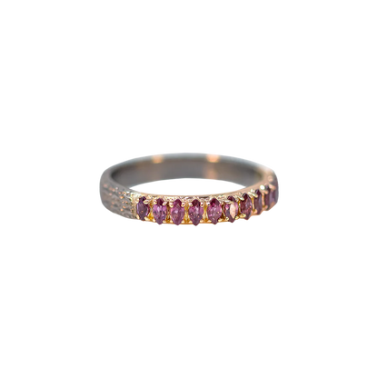 Purple Rhodolite Garnet with Rosegold Marquise Stack Band Ring Rings Armenta   