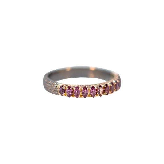 Purple Rhodolite Garnet with Rosegold Marquise Stack Band Ring Rings Armenta   