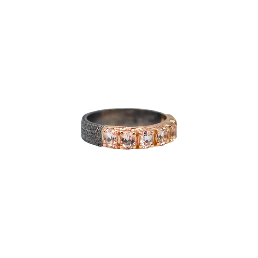 Peach Morganite Rosegold Stack Band Ring Rings Armenta   