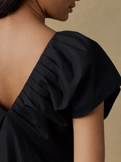 Coastal Poplin Bondhi Dress - Black Dress Faherty Brand