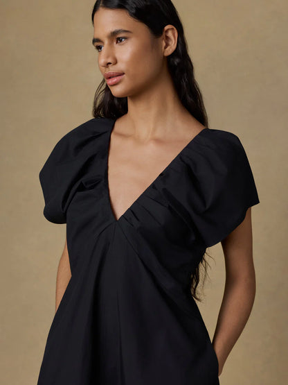 Coastal Poplin Bondhi Dress - Black Dress Faherty Brand