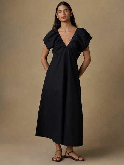 Coastal Poplin Bondhi Dress - Black Dress Faherty Brand