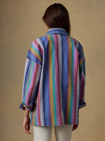 Sunset Denim Chore Jacket - Painted Row Stripe jacket Faherty Brand