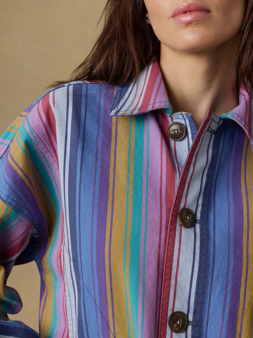 Sunset Denim Chore Jacket - Painted Row Stripe jacket Faherty Brand