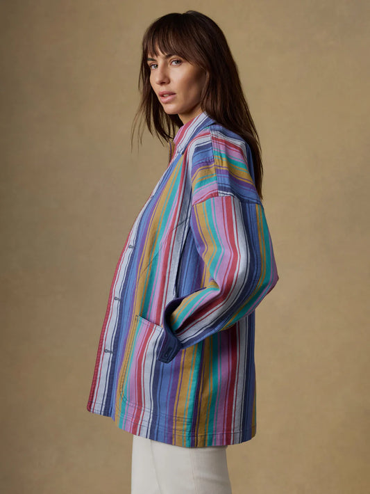 Sunset Denim Chore Jacket - Painted Row Stripe jacket Faherty Brand