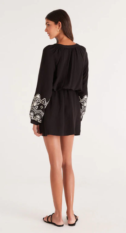 Malia Embroidered Mini Dress - Black Mini Dresses Z-Supply   