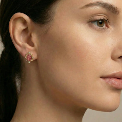 Lady Lourdes Studs in Rose Pink EARRINGS JOY DRAVECKY