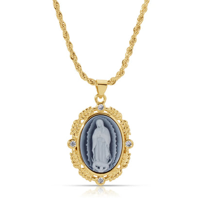 French Blue Cameo Mary Necklace NECKLACES JOY DRAVECKY