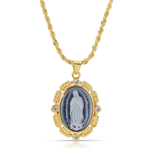 French Blue Cameo Mary Necklace NECKLACES JOY DRAVECKY