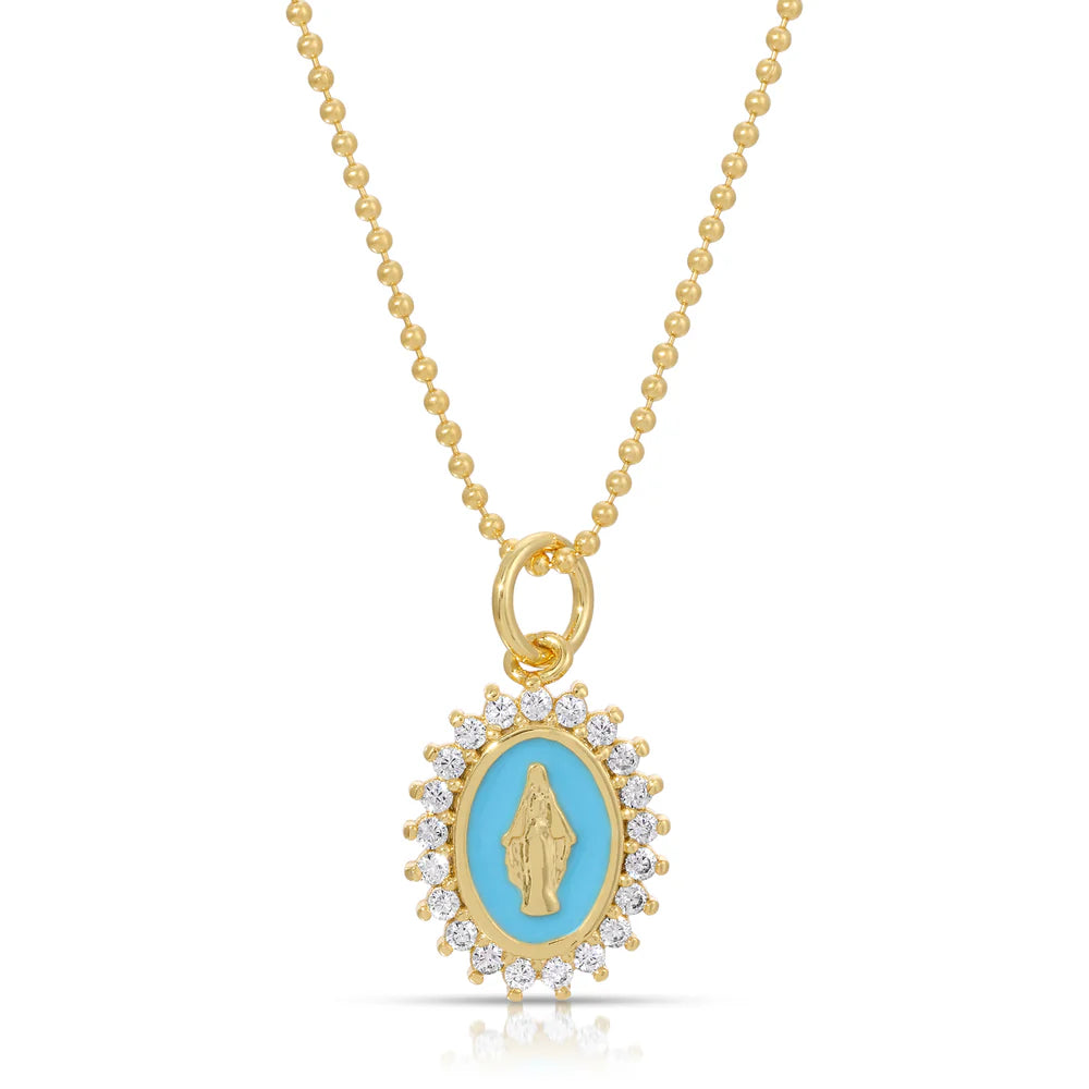 Mini Lady Lourdes Pendant in Aqua NECKLACES JOY DRAVECKY