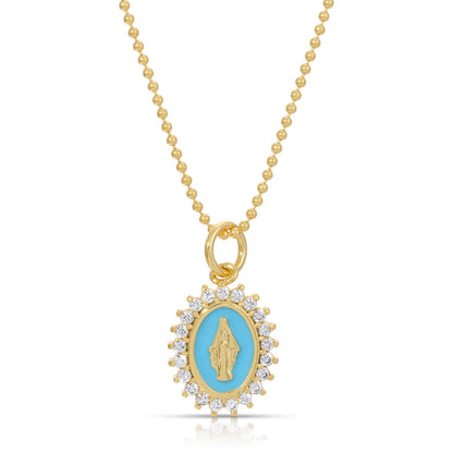 Mini Lady Lourdes Pendant in Aqua NECKLACES JOY DRAVECKY