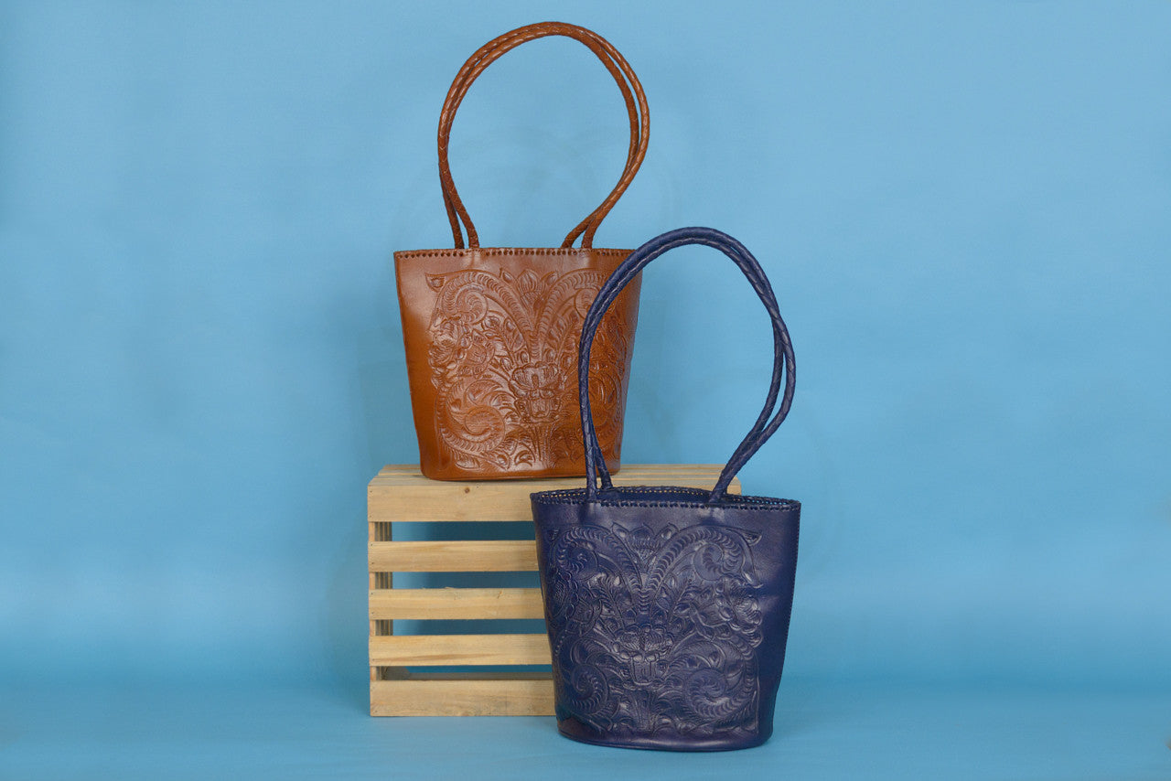 Pilar Hand-Tooled Leather Purse Purse Hide and Chic