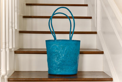Pilar Hand-Tooled Leather Purse Purse Hide and Chic Turquoise