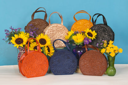 Luna Hand-Tooled Leather Crossbody Crossbodies Hide and Chic Red