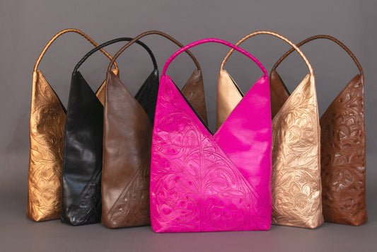 Mia Hand-Tooled Leather Purse Purse Hide and Chic Red