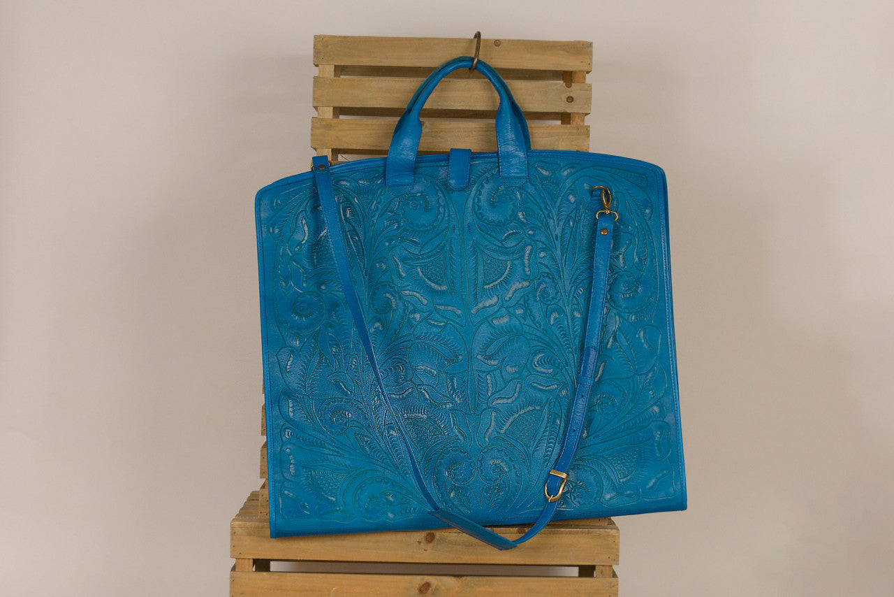 Señor Stan Hand-Tooled Leather Garment Bag Garment Bags Hide and Chic