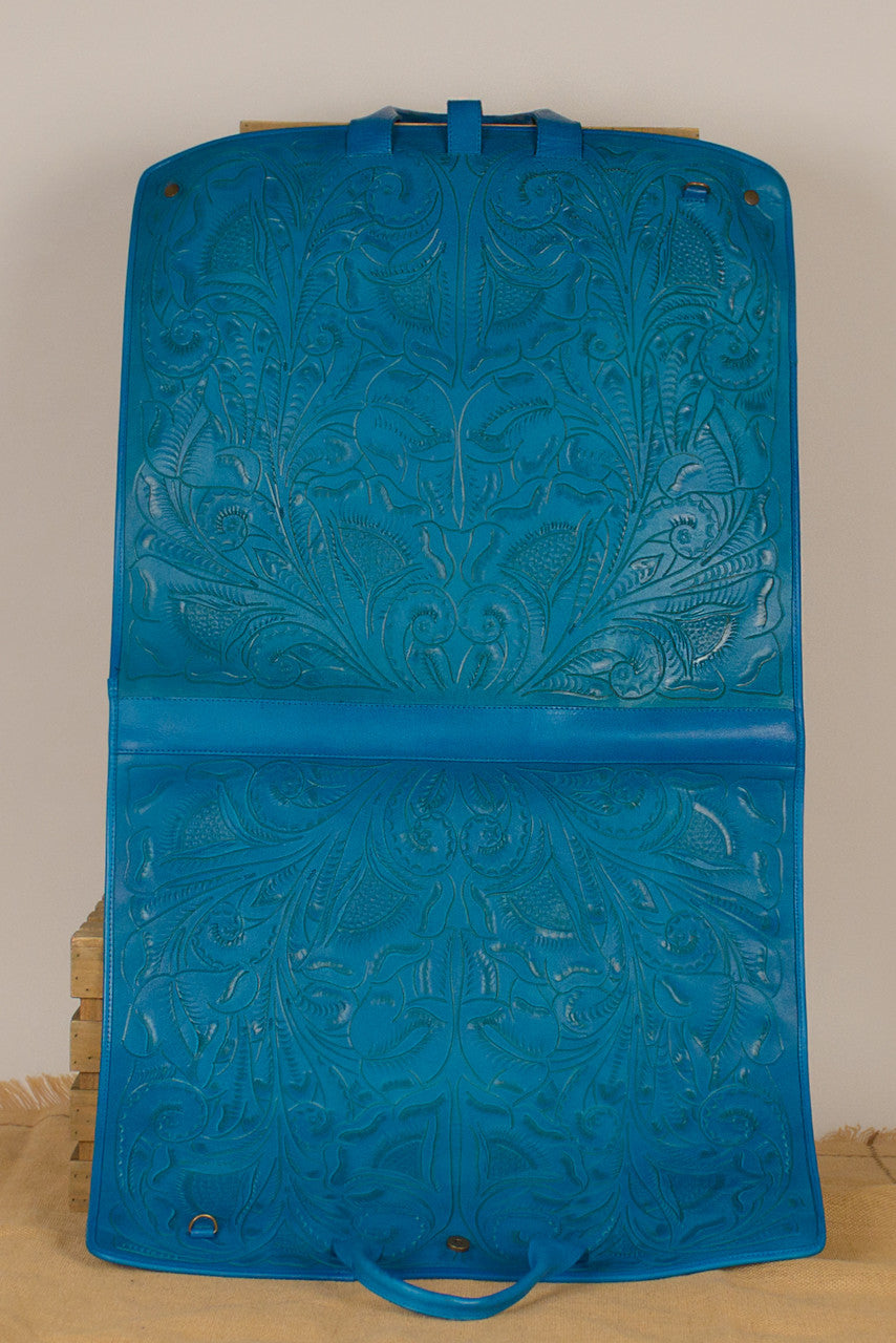 Señor Stan Hand-Tooled Leather Garment Bag Garment Bags Hide and Chic