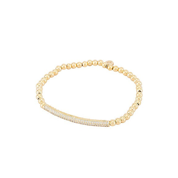 Pave Bar Gold Beaded Stretch Bracelet Bracelets Tai Jewelry