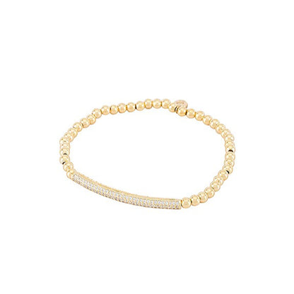 Pave Bar Gold Beaded Stretch Bracelet Bracelets Tai Jewelry