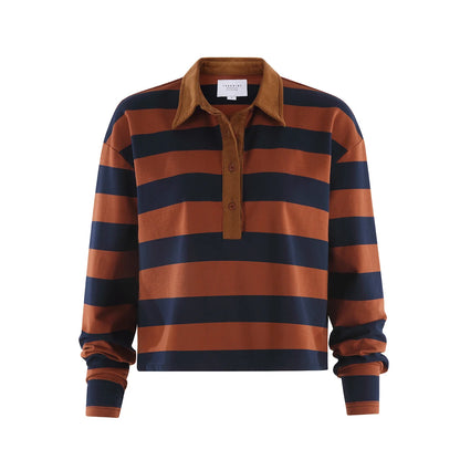 The Rugby Crop Shirt - Tobacco/Navy