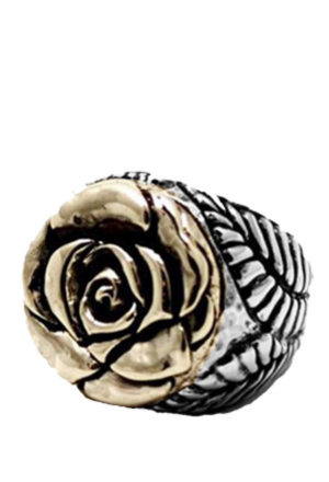 Rose Top with Leaf Shank Ring Rings Dian Malouf Max Gold 5