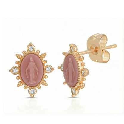 Lady Lourdes Studs in Rose Pink EARRINGS JOY DRAVECKY