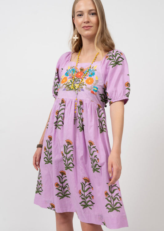 Violeta Purple Emboridery Dress DRESSES Ivy Jane   