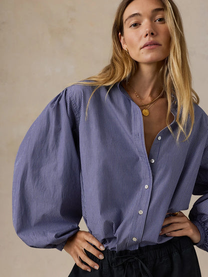 Coastal Poplin Suki Blouse