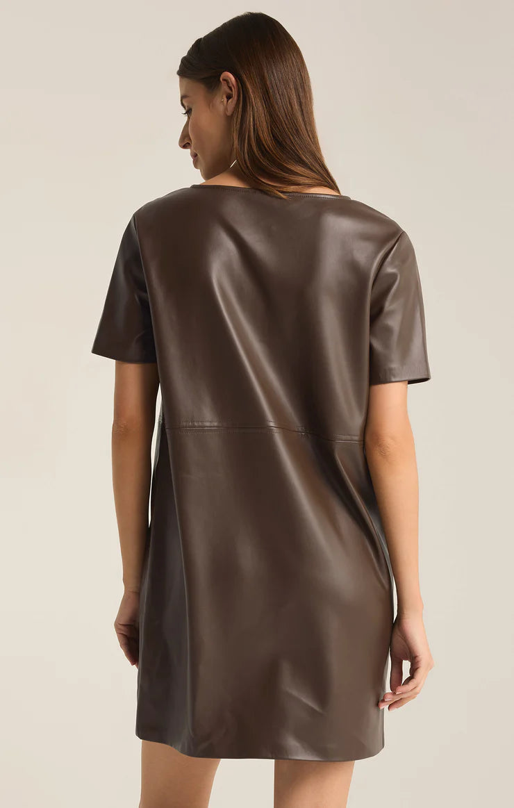 London Faux Leather Mini Dress - Dark Chocolate Mini Dresses Z-Supply   