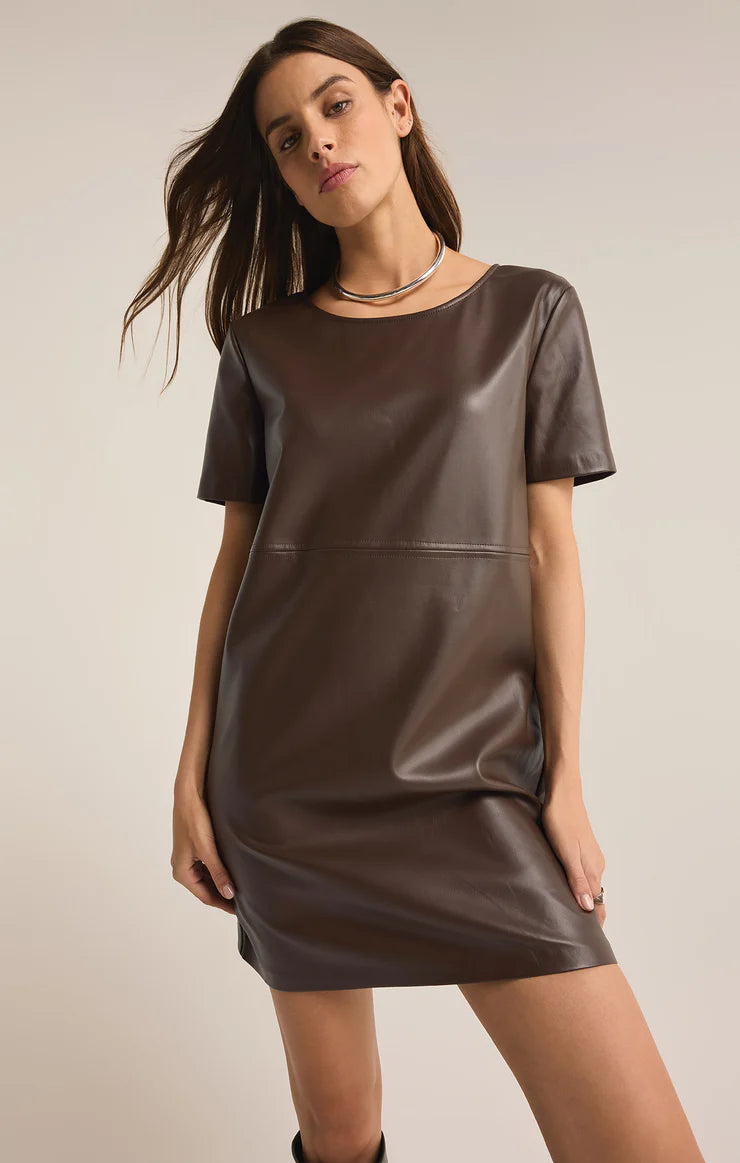 London Faux Leather Mini Dress - Dark Chocolate Mini Dresses Z-Supply   