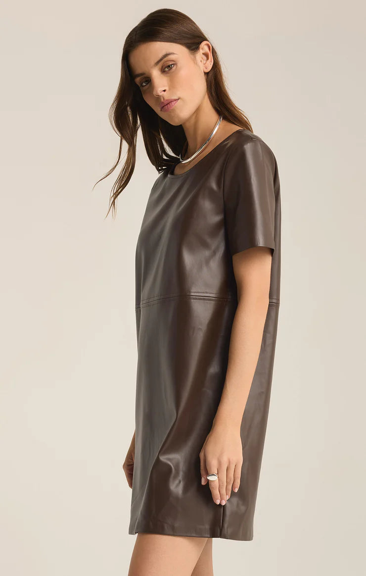 London Faux Leather Mini Dress - Dark Chocolate Mini Dresses Z-Supply   