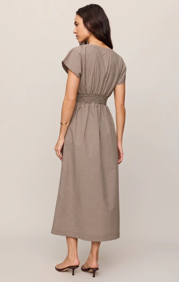 Sanna Gingham Midi Dress DRESSES Z Supply