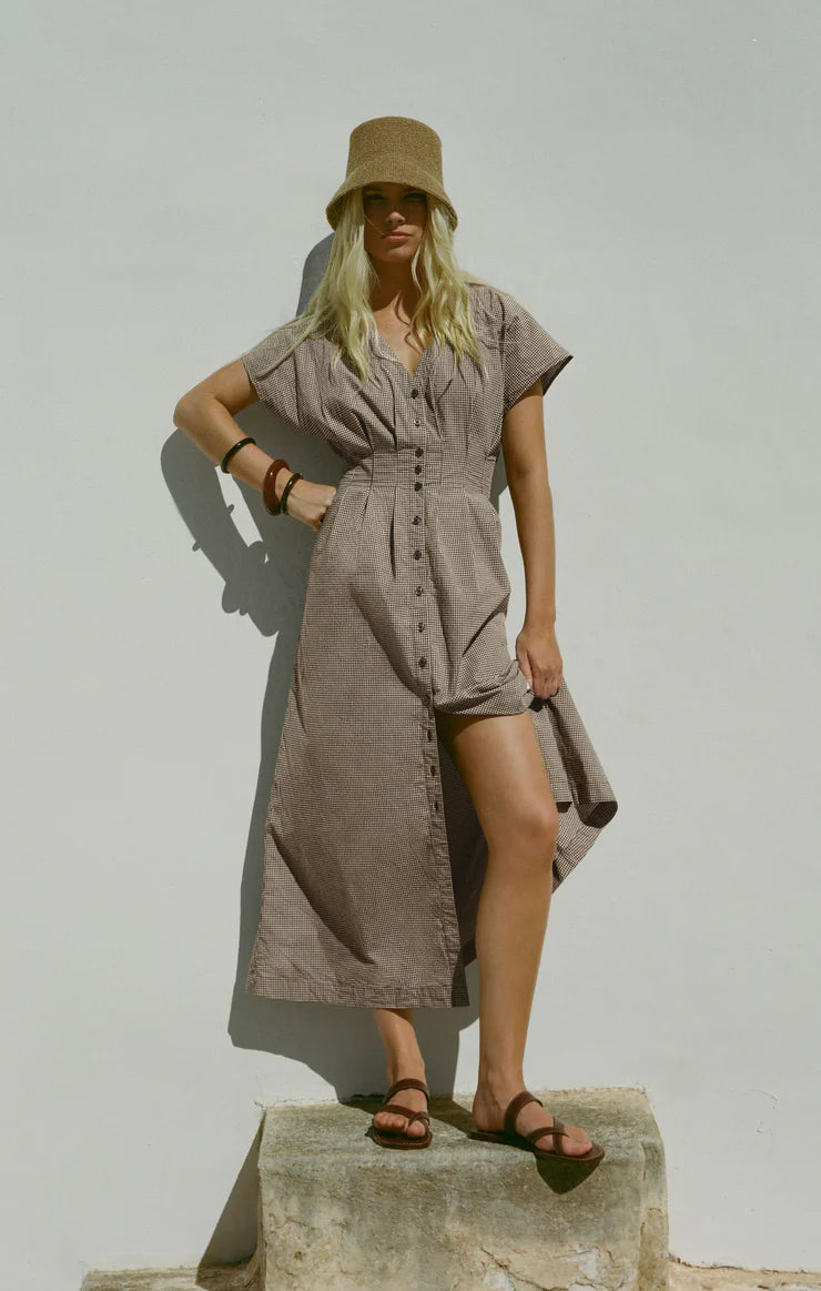 Sanna Gingham Midi Dress DRESSES Z Supply