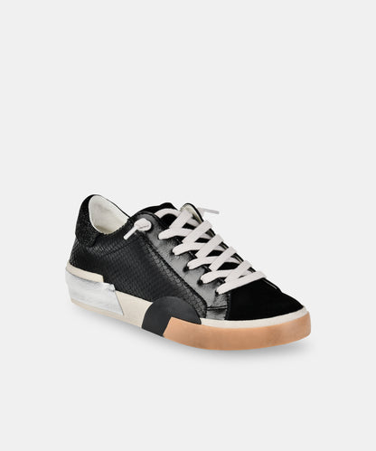 Zina Sneakers - Black Onyx Embossed Leather Sneakers Dolce Vita   