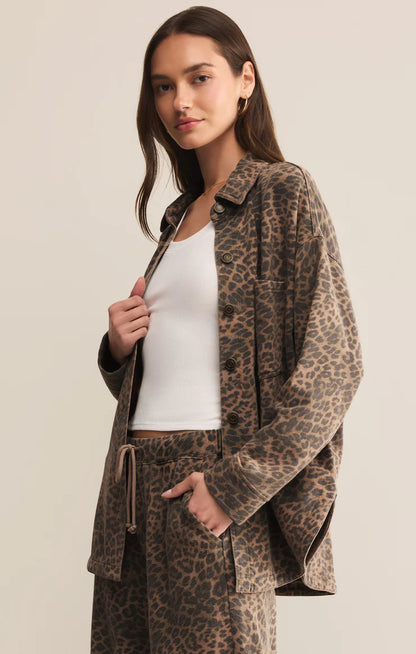 All Day Leopard Jacket - Desert Tan CARDYORJKT Z Supply